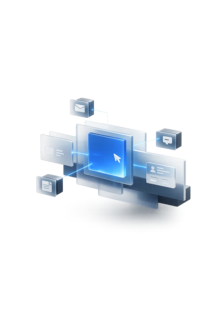 Un copilote connecté aux outils de l'équipe — mail, chat, documents, CRM.
